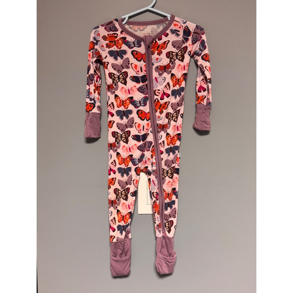 Little Sleepies Butterfly Bamboo Zippy Sleeper Pink Purple 6-12 Months